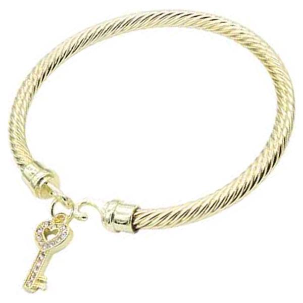 14k GOLD PLATED CLEAR CUBIC ZIRCONIA CUFF BRACELET