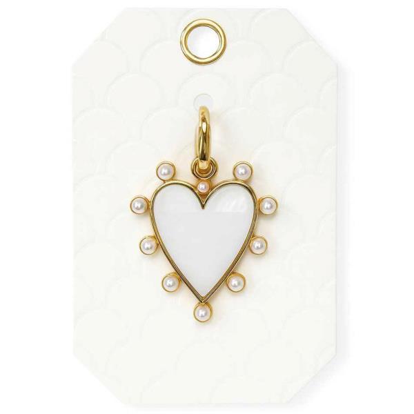 PEARL HEART FRAME METAL BAG NECKLACE MULTI CHARM