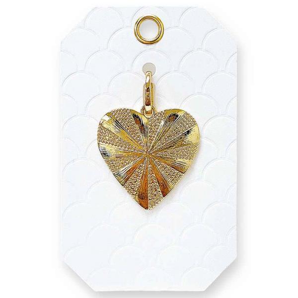 TEXTURED HEART METAL BAG NECKLACE MULTI CHARM