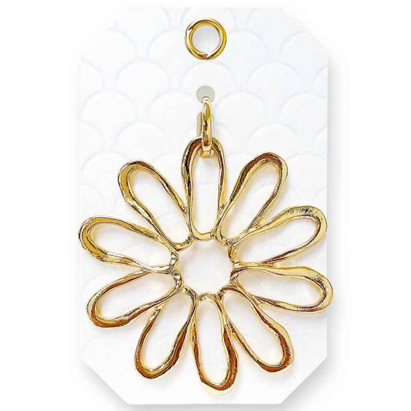 OPEN PETAL FLOWER OUTLINE METAL BAG NECKLACE MULTI CHARM