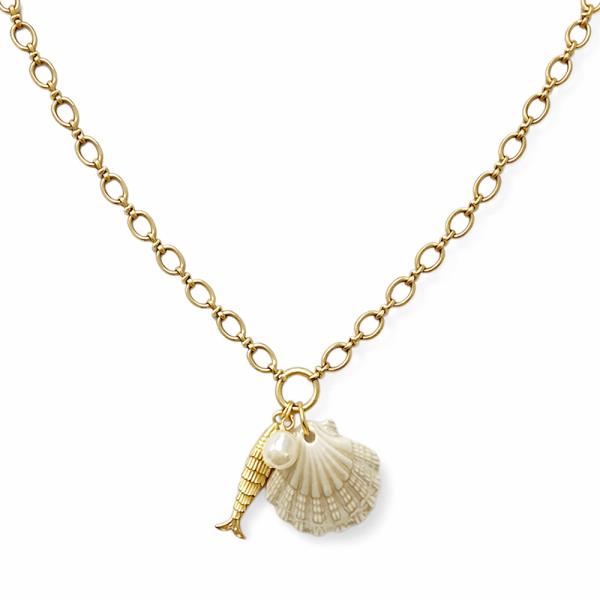 METAL SEA LIFE SHELLFISH CHAIN PENDANT NECKLACE