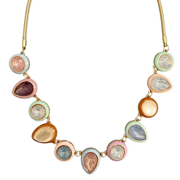 METAL MULTI STONE LINK NECKLACE