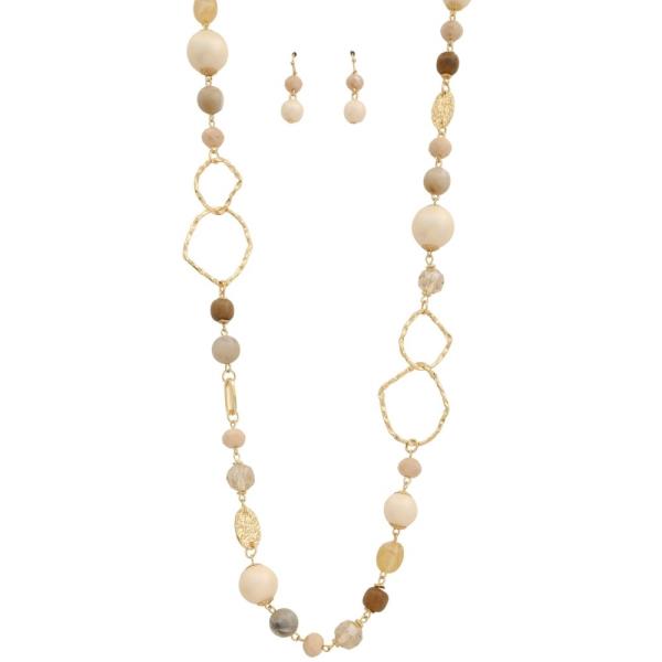 OVAL ROUND LINK BEADED NECKLACE