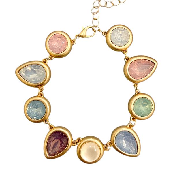 MULTI STONE LINK CHAIN BRACELET