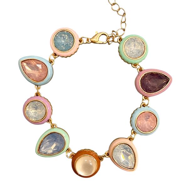 MULTI SHAPE STONE LINK CHAIN BRACELET