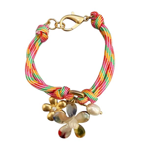 MULTI CORD KNOT FLOWER CHARM BRACELET