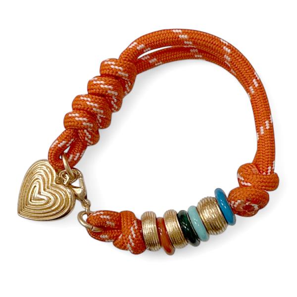 KNOT CORD METAL HEART CHARM BRACELET