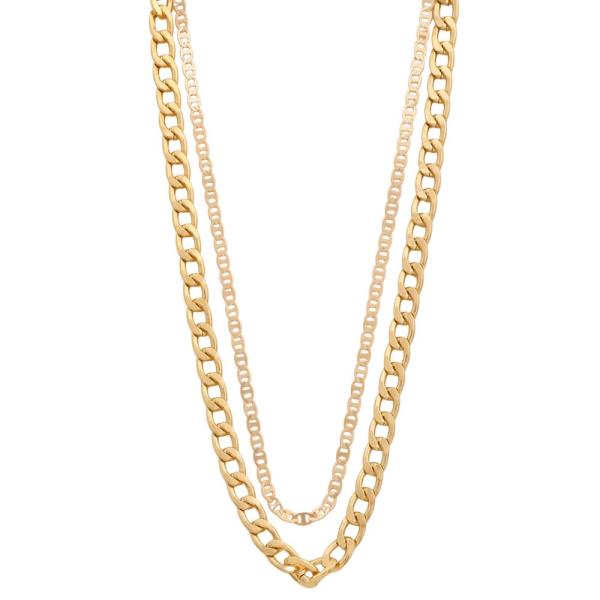 CURB LINK METAL LAYERED NECKLACE