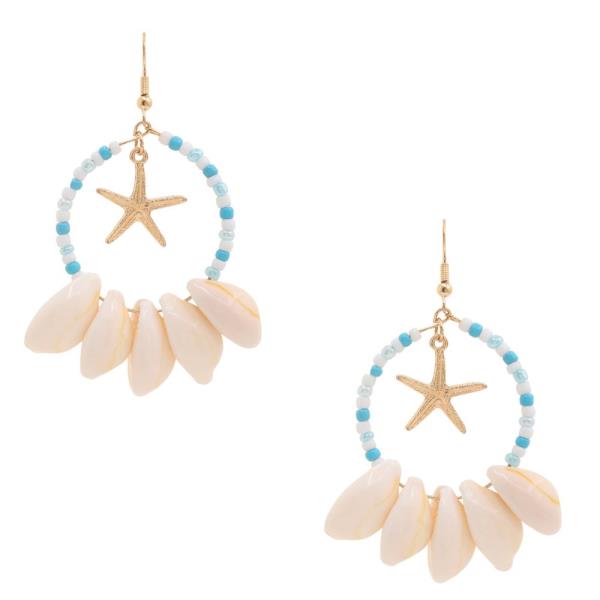 SEASHELL STARFISH BEADED ROUND DANGLE EARRING