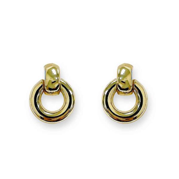METAL DOUBLE RING STUD EARRING