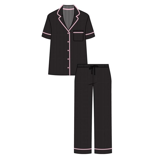 SHORTSLEEVE NOTCH COLLAR CAPRI SLEEPWEAR PAJAMA SET
