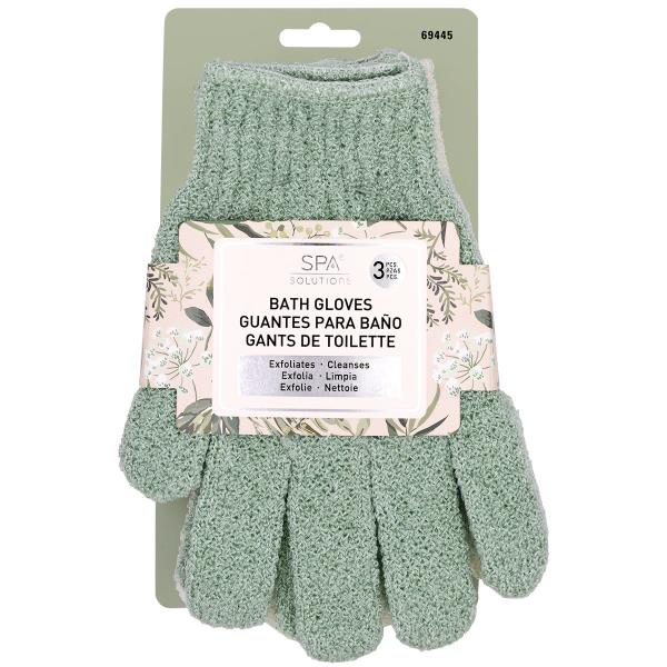 EXFOLIATING BATH GLOVES | GREEN SAGE (3PK)