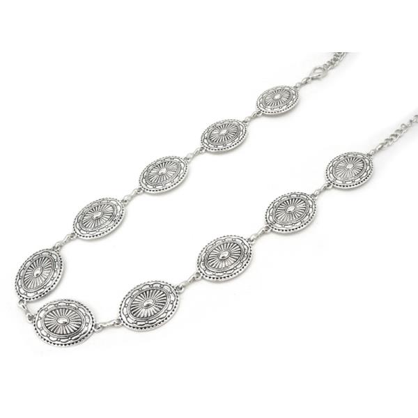 WESTERN METAL ORNATE OVAL LINK CHAIN BELT