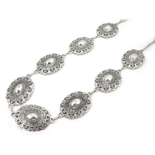 WESTERN METAL FLORAL LINK CHAIN BELT