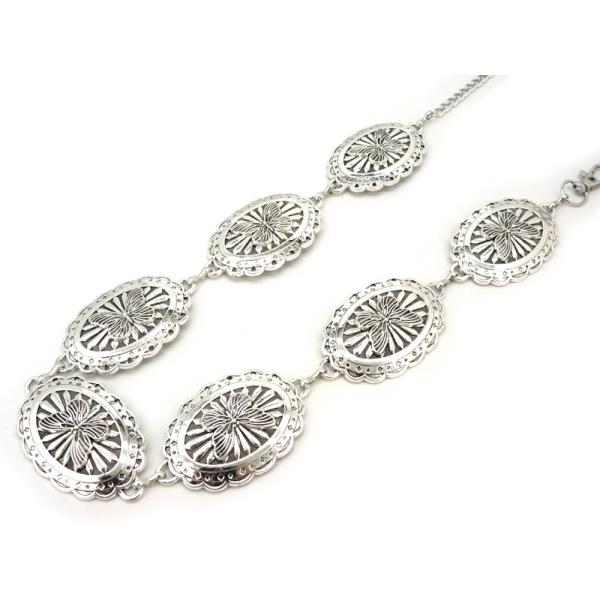 WESTERN METAL ORNATE CONCHO LINK CHAIN BELT