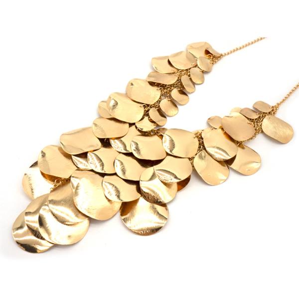 METAL OVERLAPPING DISC STATEMENT NECKLACE