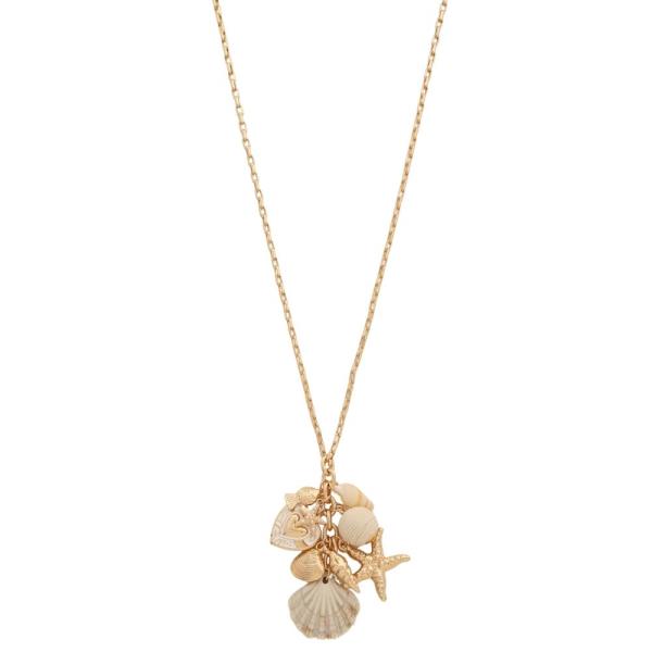 SEASHELL MULTI CHARM METAL NECKLACE