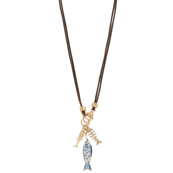 FISH CHARM DOUBLE CORD NECKLACE