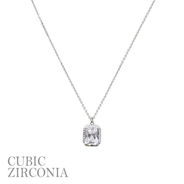 CUBIC ZIRCONIA RADIANT PENDANT NECKLACE