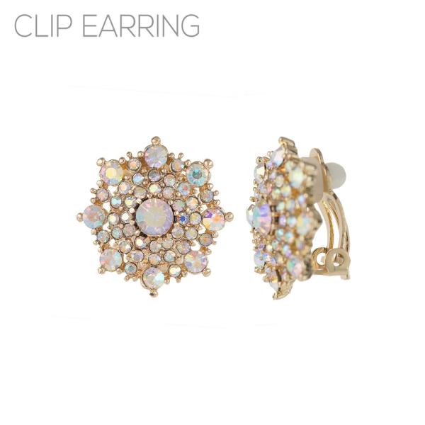 RHINESTONE STAR SHAPE CLIP ON EARRINGS
