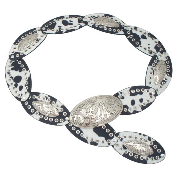 TEAR LEAF DISC CONCHO ACCENT COW PRINT DISC HIP BELT
