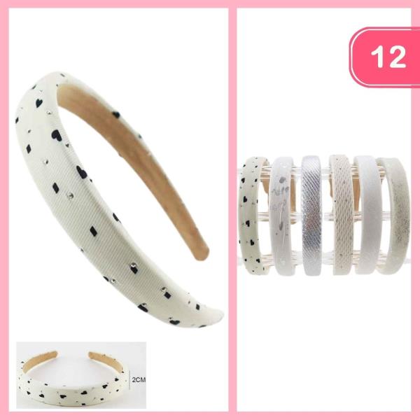 RHINESTONE HEART PRINT HEAD BAND (12 UNITS)