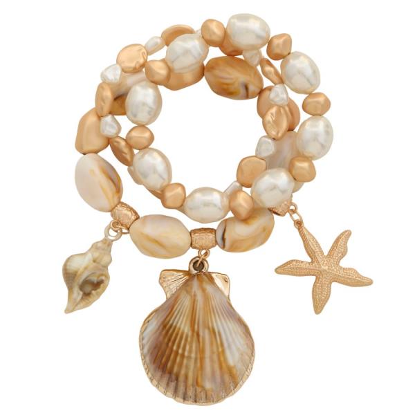 SEASHELL BEADED BRACELET SET