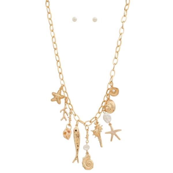 SEA LIFE MULTI CHARM METAL NECKLACE