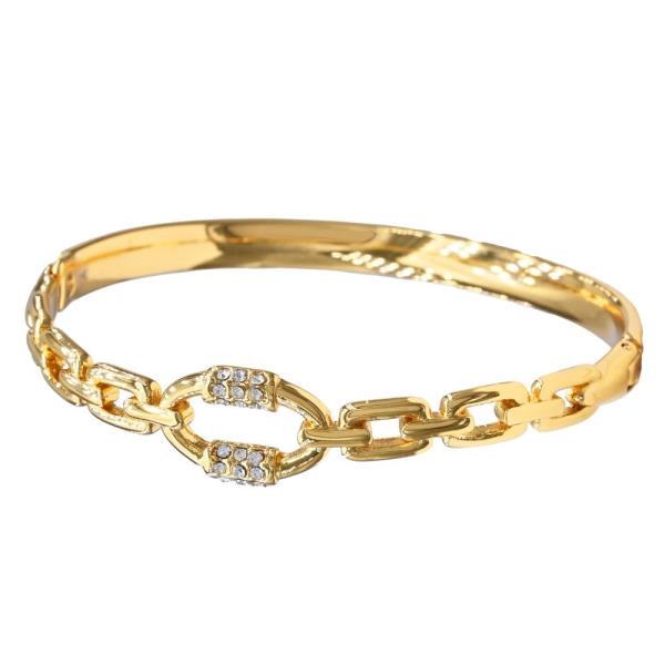 STONE CHAIN LINK STAINLESS STEEL BANGLE BRACELET