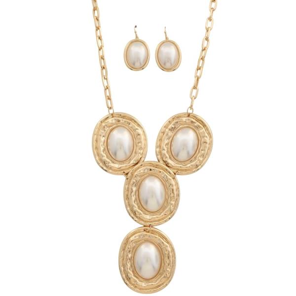 OVAL PEARL BEAD Y SHAPE NECKLACE