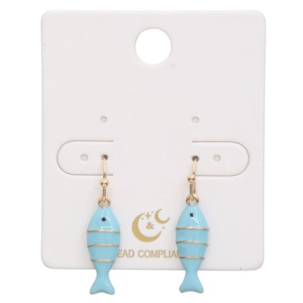 COLOR METAL FISH DANGLE EARRING
