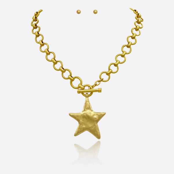 STAR PENDANT CHAIN NECKLACE EARRING SET