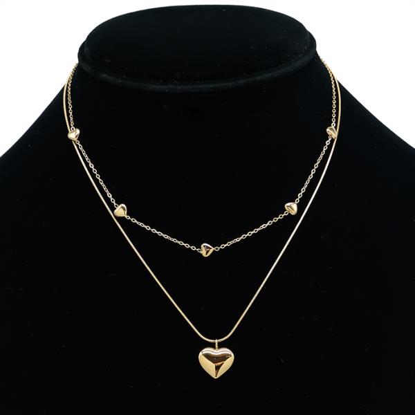 SECRET BOX STAINLESS STEEL HEART 2 LINE NECKLACE