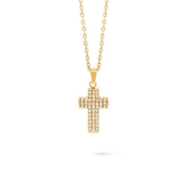 SECRET BOX STAINLESS STEEL CROSS CHARM NECKLACE