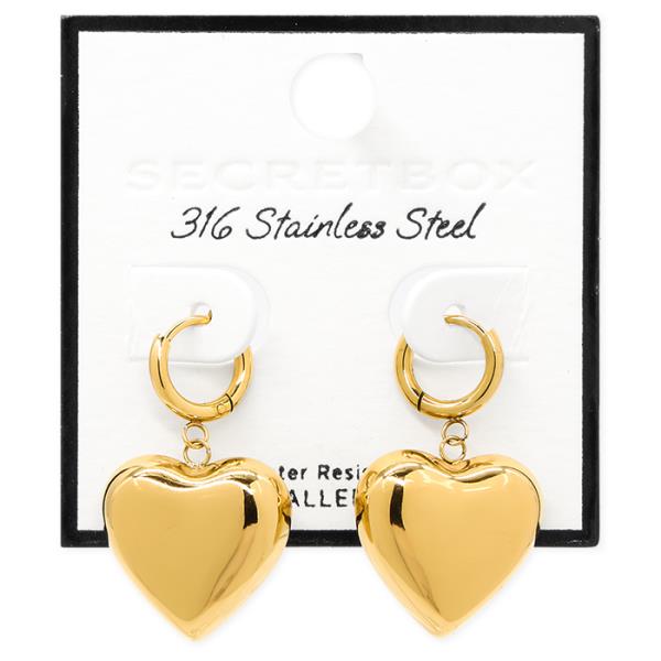 SECRET BOX STAINLESS STEEL PUFFY CHARM HUGGIE