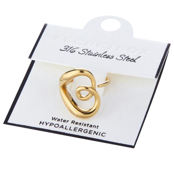 SECRET BOX STAINLESS STEEL HEART OPEN RING