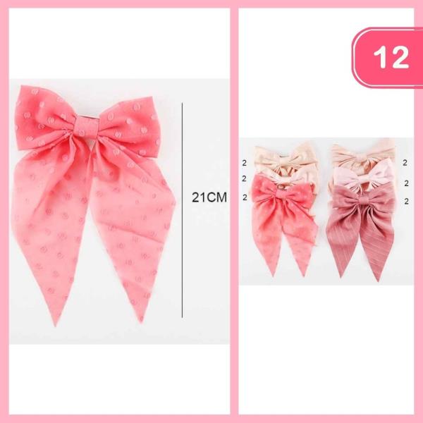 LONG TAIL POLKA DOT HAIR BOW (12 UNITS)