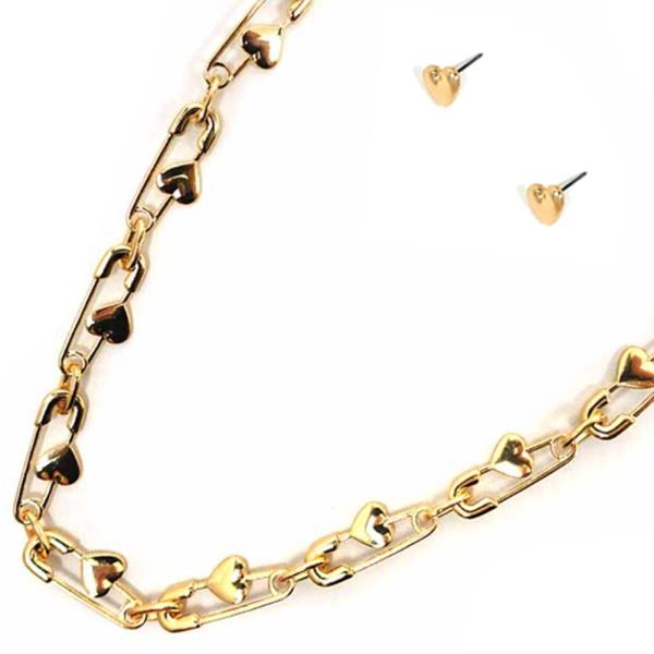 MIXED LINK CHAIN NECKLACE EARRING SET