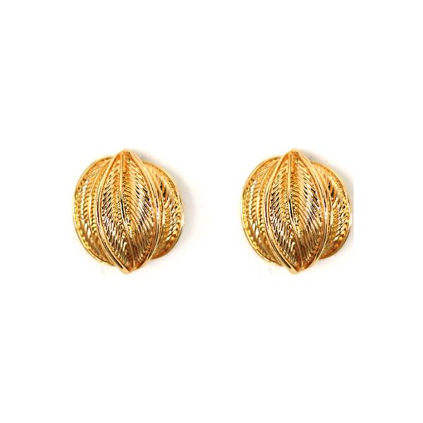 METAL RIDGED OVAL STUD EARRING