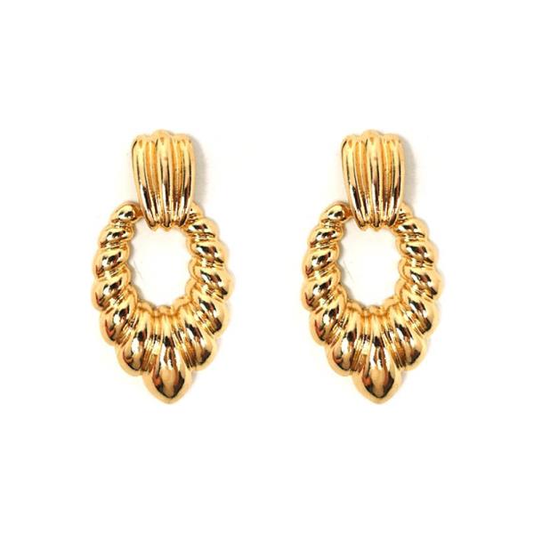 TEXTURED METAL OVAL DANGLE EARRING