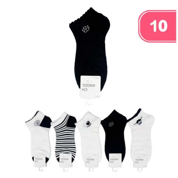 BLACK AND WHITE ANKLE SOCKS (12 UNITS)