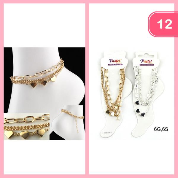 HEART CHAIN STACKABLE ANKLET (12 UNITS)