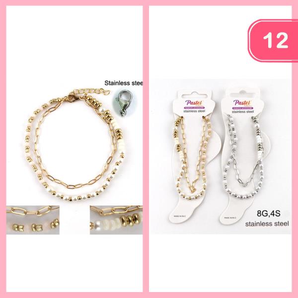 BEADED CHAIN ANKLET (12 UNITS)