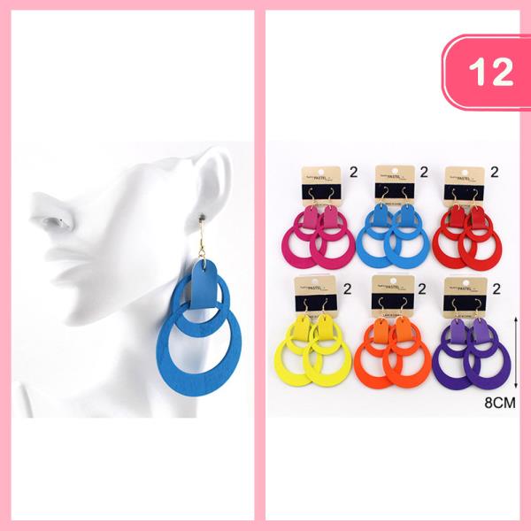 DOUBLE WOODEN HOOP EARRINGS (12 UNITS)