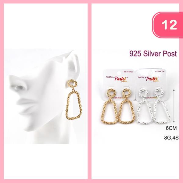 TEXTURED DANGLE POST EARRING (12 UNITS)