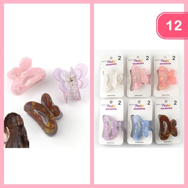 ACRYLIC BUTTERFLY HAIR CLAW CLIP (12 UNITS)