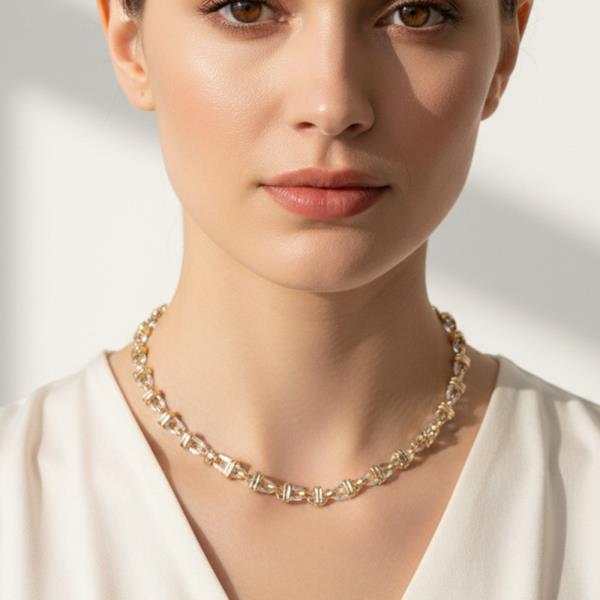 GOLD DIPPED MIXED METAL OVAL LINK CHAIN NECKLACE