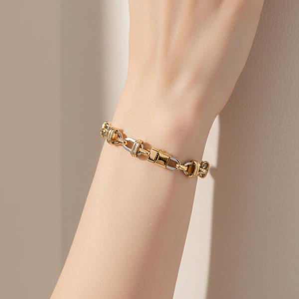 MIXED GOLD DIPPED OVAL LINK CHAIN BRACELET