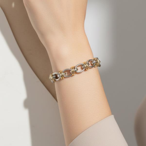 CHAIN CHARM WHITE GOLD DIPPED BRACELET