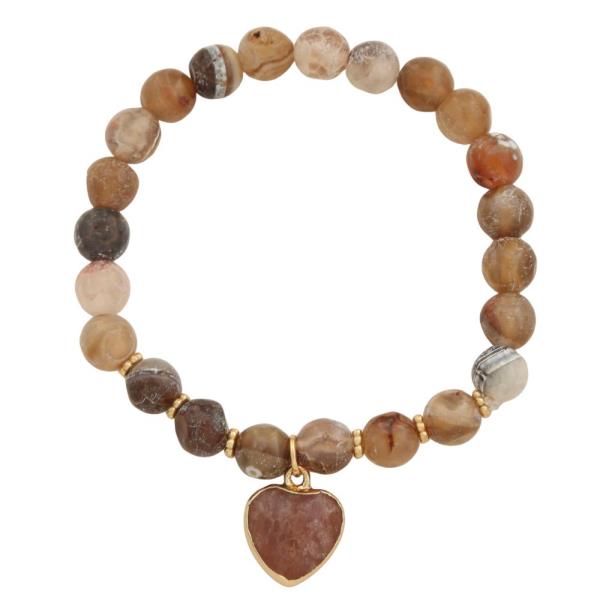 HEART STONE BEADED BRACELET